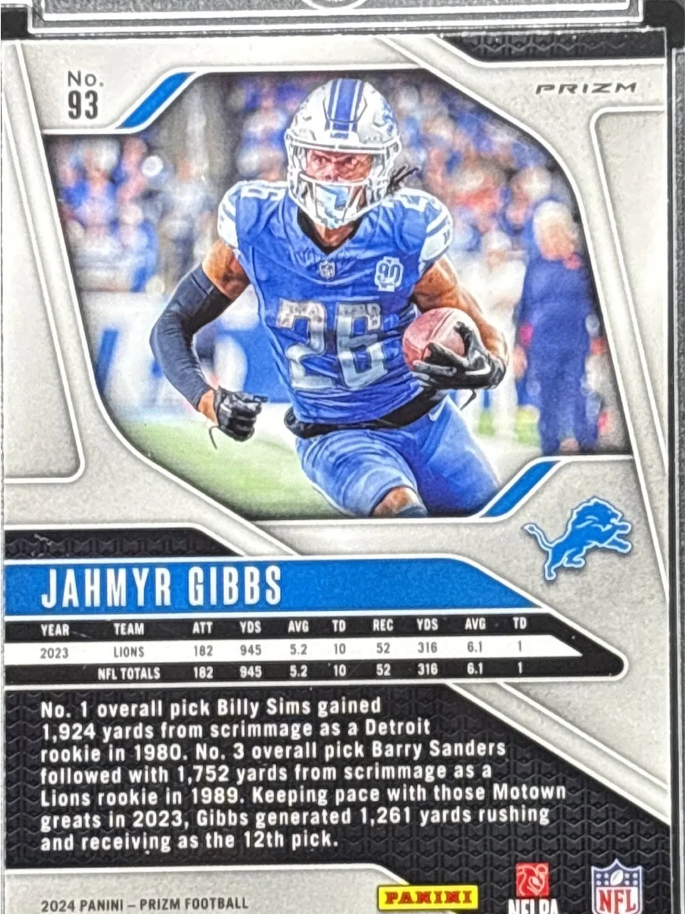 Panini Prizm Detroit Lions Jahmyr Gibbs - Purple Power